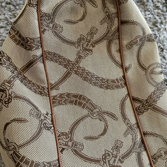 Lauren Ralph Lauren Women’s Brown Leather Trim Equestrian Tote Bag - Picture 14 of 16